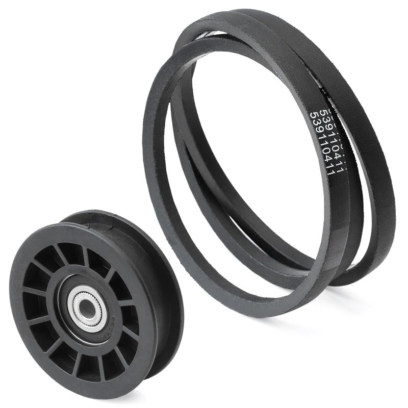 GLOXTED 539110311 & 539110411 Drive Idler Pulley and Belt Kit Replacement for Husqvarna Z254F Lawn Mower, Replace 607163 14259 12400 - Image 1